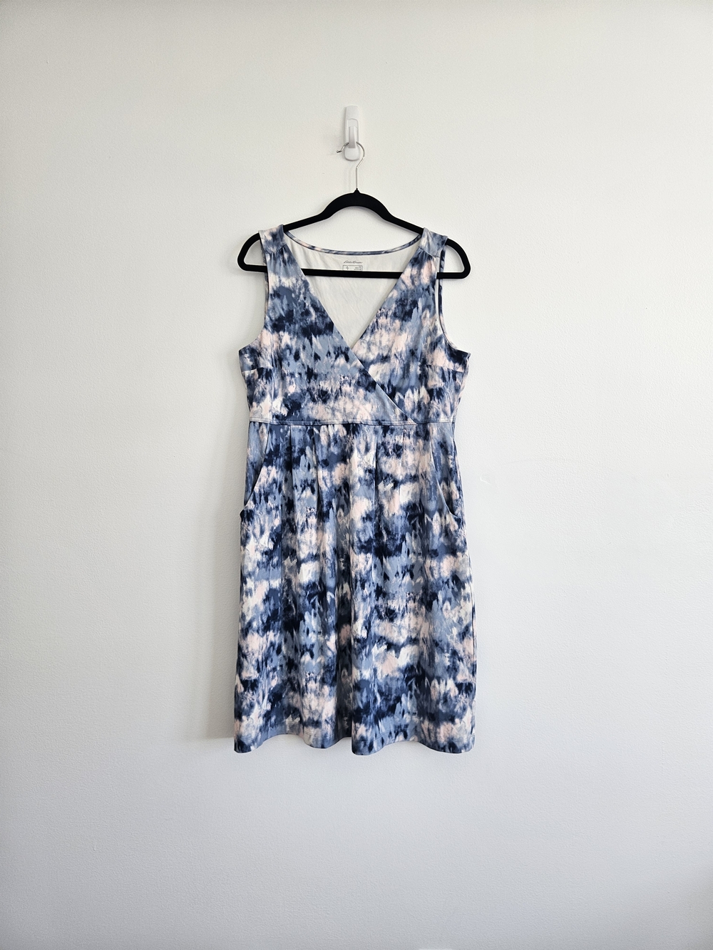 NWT Eddie Bauer Sleeveless Dress Tall Large Tie Dye Print Pockets